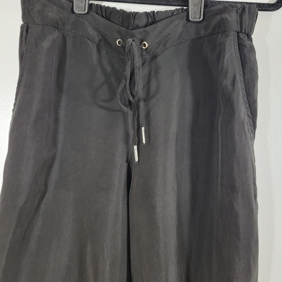 n:PHILANTHROPY black Japanese cupro pull on drawstring waist casual jogger pants - Picture 2 of 8